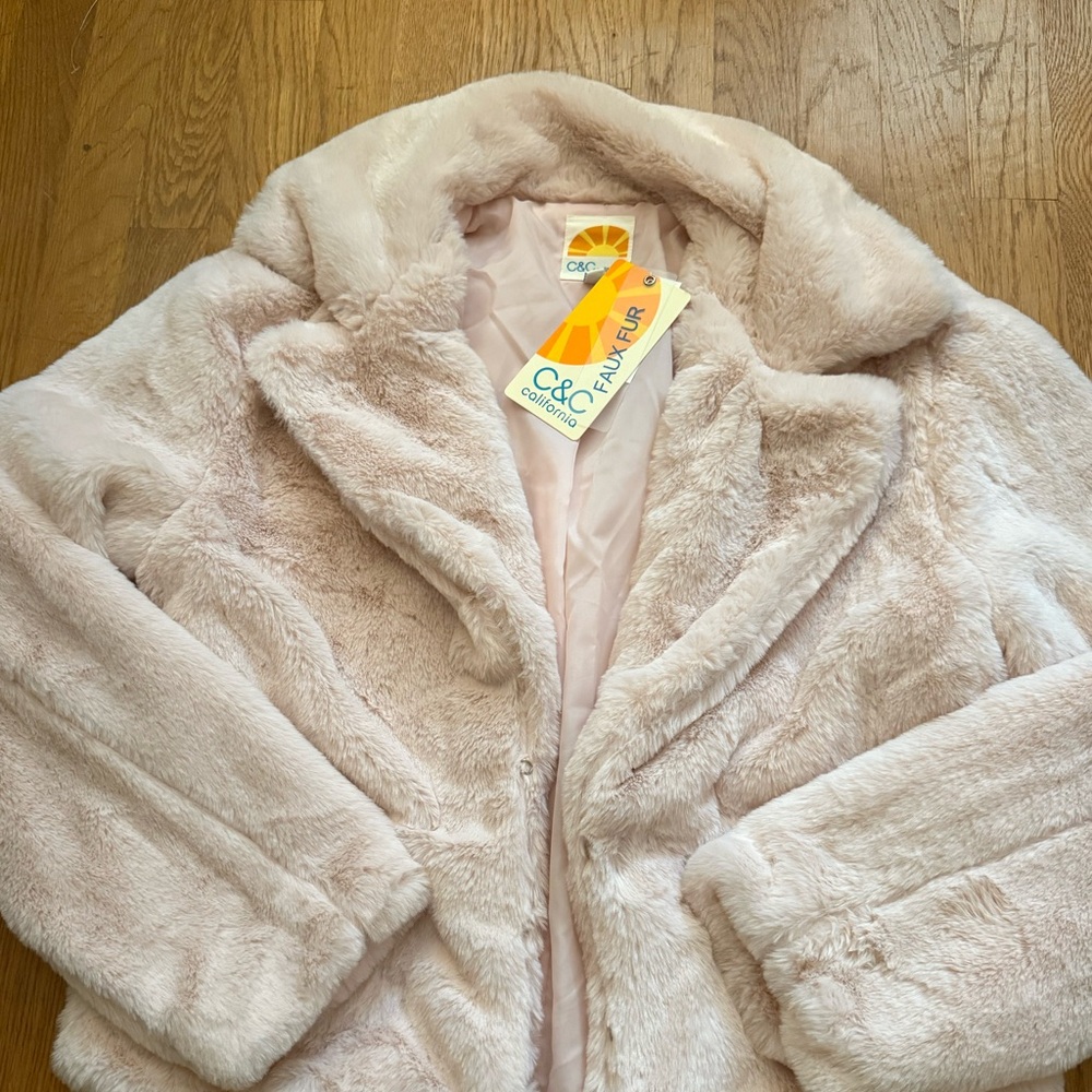 Soft Faux Fur Jacket in Light Pink